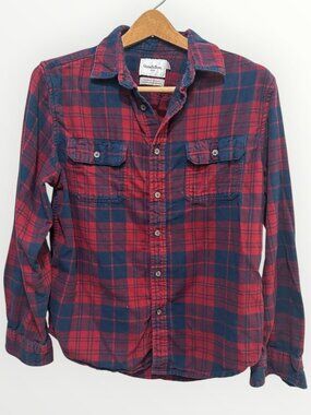 Goodfellow & Co. Mens Flannel Shirt Long Sleeve Red & Blue Size Medium Standard